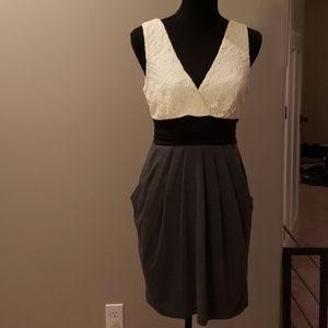 Two-tone Lace Top Dress with Pockets!